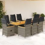 Set mobilier grădină cu perne, 9 piese, gri, poliratan GartenMobel Dekor
