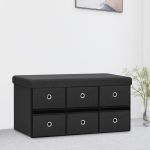 Bancă depozitare pliabilă, negru, 76x38x38 cm, imitație pânză GartenMobel Dekor