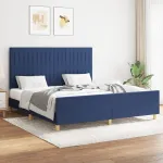 Cadru de pat fără saltea, albastru, 160x200 cm, textil GartenMobel Dekor