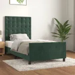 Cadru de pat fără saltea, verde închis, 90x190 cm, catifea GartenMobel Dekor