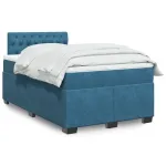 Pat box spring cu saltea, albastru închis, 120x190 cm, catifea GartenMobel Dekor