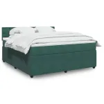 Pat box spring cu saltea, verde închis, 180x200 cm, catifea GartenMobel Dekor