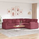 Canapea modulară cu perne, roșu vin, textil GartenMobel Dekor