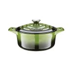 Cratita fonta emailata cu capac 26cm Green Handy KitchenServ