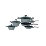 Set de vase Cheffinger 10 bucati cu strat antiaderent Grey Handy KitchenServ