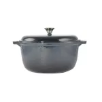 Oală din fontă emailată 30 cm, 7 litri, Albastru Oțel Handy KitchenServ