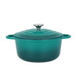 Oală din Fontă Emailată Turcoaz 28,5 cm, 6 Litri cu Capac Handy KitchenServ