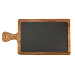 Tavă de servire elegantă din piatră cu mâner din lemn de acacia 26x18 cm Handy KitchenServ