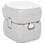 Toaletă portabilă de camping, gri și alb, 22+12 L, HDPE GartenMobel Dekor