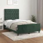 Cadru de pat fără saltea verde închis 120x190 cm catifea GartenMobel Dekor