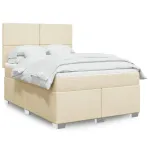 Pat continental cu saltea, crem, 140x200 cm, material textil GartenMobel Dekor