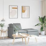 Canapea modulară cu taburet și perne, textil, gri deschis GartenMobel Dekor