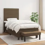 Pat box spring cu saltea, maro închis, 100x200 cm, textil GartenMobel Dekor