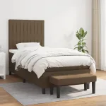 Pat box spring cu saltea, maro închis, 100x200 cm, textil GartenMobel Dekor