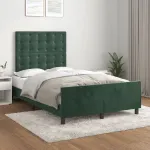 Cadru de pat fără saltea verde închis 120x190 cm catifea GartenMobel Dekor