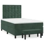 Pat box spring cu saltea, verde închis, 120x190 cm, catifea GartenMobel Dekor