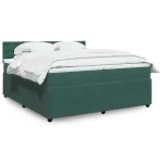 Pat box spring cu saltea, verde închis, 200x200 cm, catifea GartenMobel Dekor