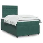 Pat box spring cu saltea, verde închis, 120x200 cm, catifea GartenMobel Dekor