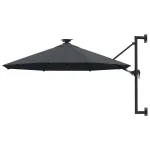 Umbrelă de soare montată pe perete cu LED-uri, antracit, 300 cm GartenMobel Dekor