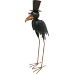Decoratiune gradina, MagicHome, domnul corb cu palarie, picioare lungi, metalica, 24x16x66.5 cm GartenVIP DiyLine