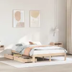 Cadru de pat cu sertare, 140x190 cm, lemn masiv de pin GartenMobel Dekor