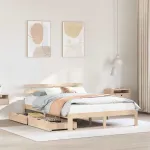 Cadru de pat cu sertare, 140x190 cm, lemn masiv de pin GartenMobel Dekor