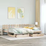 Pat de zi cu extensie și sertare fără saltea, 80x200 cm GartenMobel Dekor
