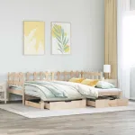 Pat de zi cu extensie și sertare fără saltea, 90x200 cm GartenMobel Dekor