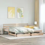 Pat de zi cu extensie și sertare fără saltea, 90x200 cm GartenMobel Dekor
