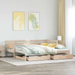 Pat de zi cu extensie și sertare fără saltea, 90x200 cm GartenMobel Dekor