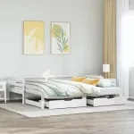 Pat de zi cu extensie și sertare fără saltea, alb, 80x200 cm GartenMobel Dekor