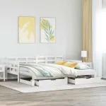 Pat de zi cu extensie și sertare fără saltea, alb, 80x200 cm GartenMobel Dekor