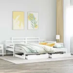 Pat de zi cu extensie și sertare fără saltea, alb, 80x200 cm GartenMobel Dekor
