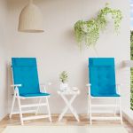 Perne de scaun cu spătar înalt, 2 buc, bleu, țesătură Oxford GartenMobel Dekor