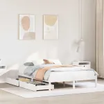Cadru de pat fără saltea, alb, 160x200 cm, lemn masiv pin GartenMobel Dekor