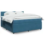 Pat box spring cu saltea, albastru, 180x200 cm, catifea GartenMobel Dekor