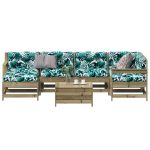 Set mobilier de grădină cu perne, 7 piese, lemn de pin tratat GartenMobel Dekor