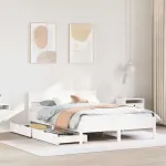 Cadru de pat fără saltea, alb, 140x200 cm, lemn masiv pin GartenMobel Dekor