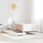 Cadru pat fără saltea, alb, 100x200 cm, lemn masiv pin GartenMobel Dekor