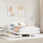 Cadru de pat fără saltea, alb, 135x190 cm, lemn masiv de pin GartenMobel Dekor