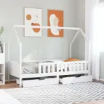 Cadru de pat pentru copii cu sertare, 90x190 cm, lemn masiv pin GartenMobel Dekor