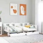 Pat de zi cu sertare, alb, 80x200 cm, lemn masiv pin GartenMobel Dekor