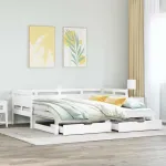 Pat de zi cu extensie și sertare fără saltea, alb, 90x190 cm GartenMobel Dekor