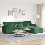 Canapea modulară cu taburet și perne, verde junglă GartenMobel Dekor