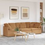 Canapea modulară cu perne, țesătură ondulată ca lână, bej GartenMobel Dekor