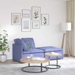 Canapea modulară cu taburet și perne, textil, albastru jeans GartenMobel Dekor