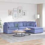 Canapea modulară cu taburet și perne, textil, albastru jeans GartenMobel Dekor