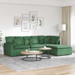 Canapea modulară cu taburet și perne, verde junglă GartenMobel Dekor