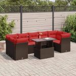 Set canapele de grădină cu perne, 8 piese, maro, poliratan GartenMobel Dekor