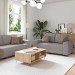 Set de canapea cu perne, 2 piese, gri taupe, material textil GartenMobel Dekor